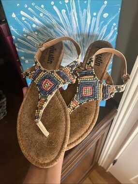 Austin Trading Co Multicolor Beaded Sandals Flats